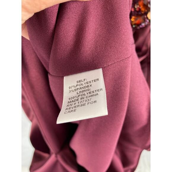 NWT Mignon Beaded One Shoulder Satin Cocktail Dress 4 - Picture 4 of 5